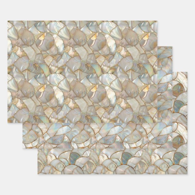 Mother of Pearl Mosaic Wrapping Paper Sheet Set (Set)