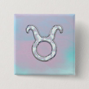 Mother of Pearl Nacre Style Taurus Sign 15 Cm Square Badge
