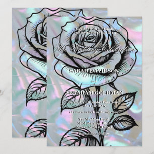 Mother of Pearl Rose Wedding Invitations