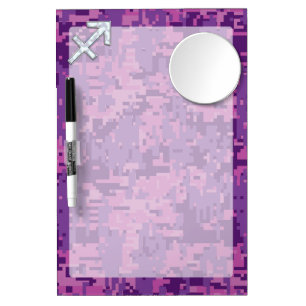 Mother of Pearl Sagittarius Symbol Fuchsia Camo Dry Erase Board With Mirror