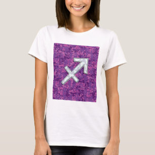 Mother of Pearl Sagittarius Symbol Fuchsia Camo T-Shirt