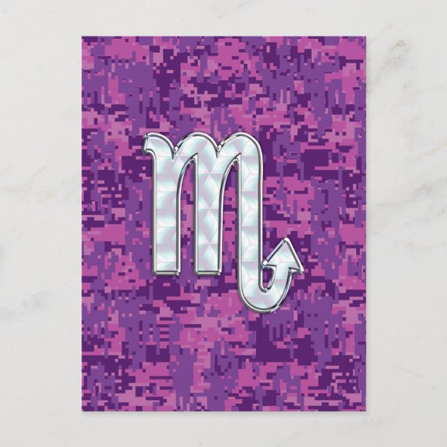 Mother of Pearl Scorpio Zodiac Pink Digital Camo Postcard (Front)