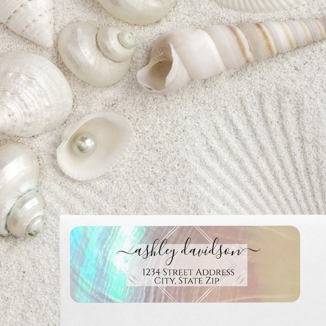 Mother of Pearl Seashell Return Address label (Creator Uploaded)