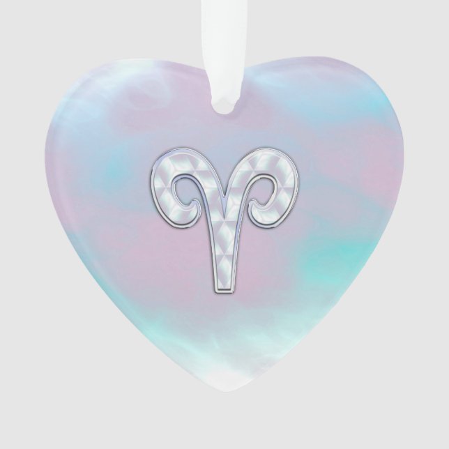 Mother of Pearl Style Aries Symbol Ornament (Front)