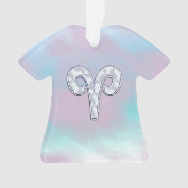 Mother of Pearl Style Aries Symbol Ornament (Front)