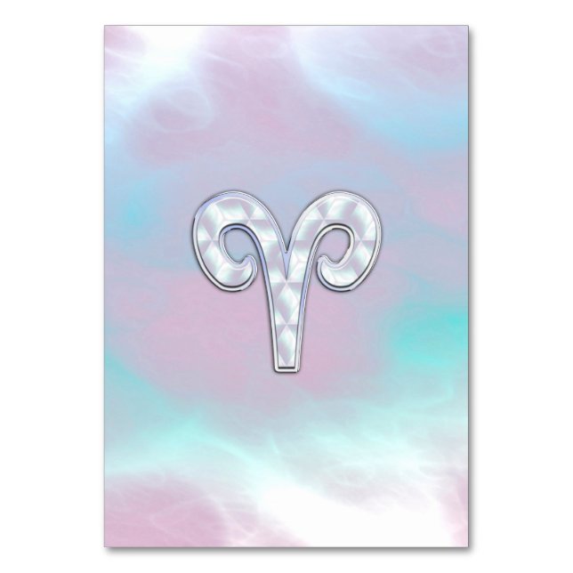 Mother of Pearl Style Aries Zodiac Sign Table Number (Front)