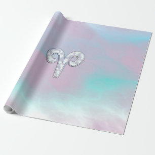 Mother of Pearl Style Aries Zodiac Symbol Wrapping Paper