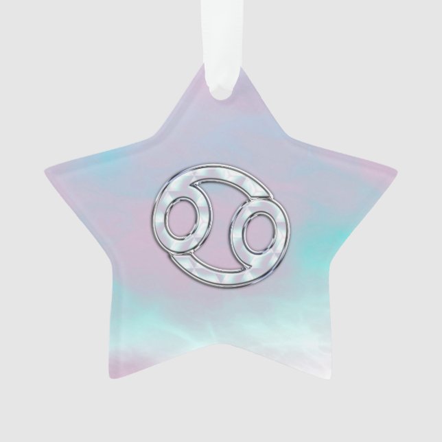 Mother of Pearl Style Cancer Symbol Astrology Ornament (Front)