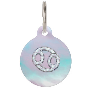 Mother of Pearl Style Cancer Symbol Astrology Pet Tag
