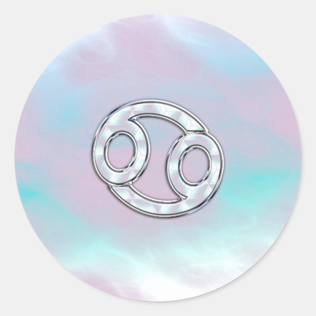 Mother of Pearl Style Cancer Zodiac Classic Round Sticker (Front)