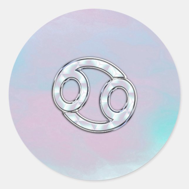 Mother of Pearl Style Cancer Zodiac Sign Decor Classic Round Sticker (Front)