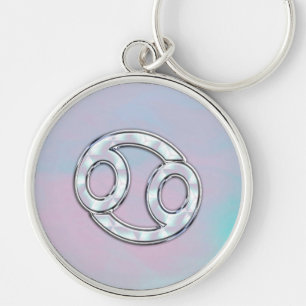 Mother of Pearl Style Cancer Zodiac Sign Decor Key Ring