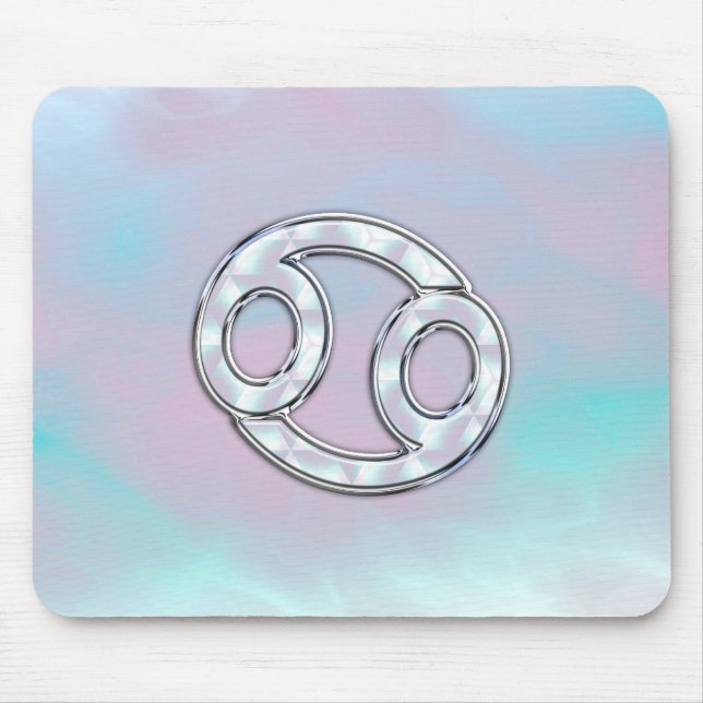 Mother of Pearl Style Cancer Zodiac Sign Decor Mouse Mat (Front)