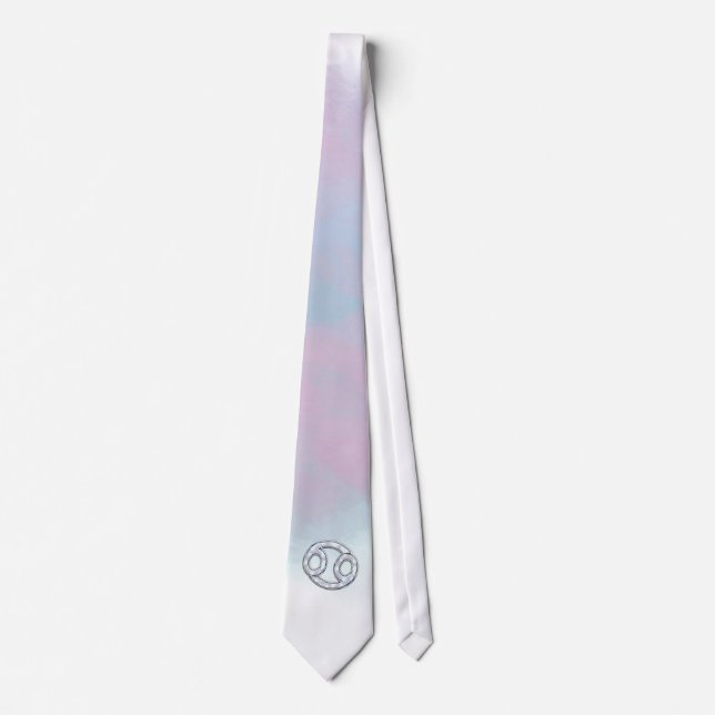 Mother of Pearl Style Cancer Zodiac Sign Decor Tie (Front)