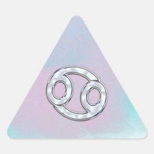 Mother of Pearl Style Cancer Zodiac Sign Decor Triangle Sticker