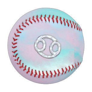 Mother of Pearl Style Cancer Zodiac Symbol Baseball