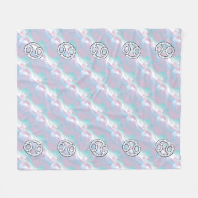 Mother of Pearl Style Cancer Zodiac Symbol Fleece Blanket (Front (Horizontal))