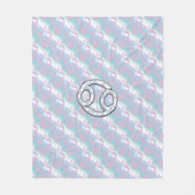 Mother of Pearl Style Cancer Zodiac Symbol Fleece Blanket (Front)