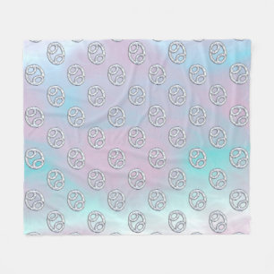 Mother of Pearl Style Cancer Zodiac Symbol Fleece Blanket