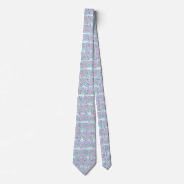 Mother of Pearl Style Cancer Zodiac Symbol Tie (Front)
