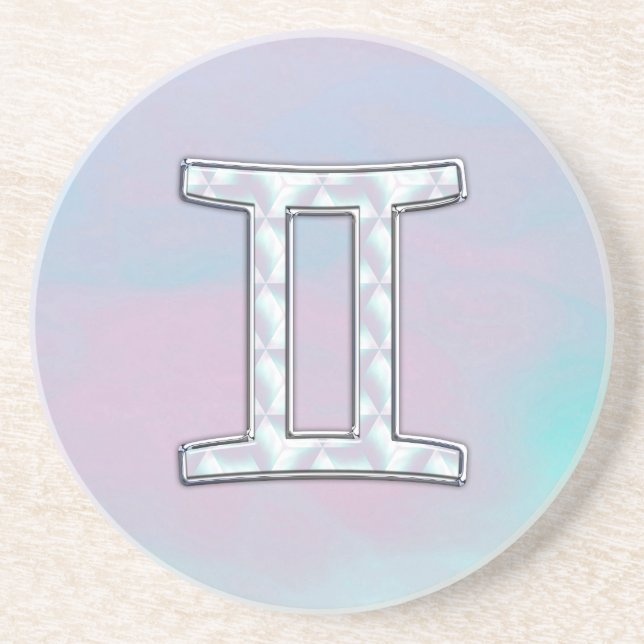 Mother of Pearl Style Gemini Sign Coaster (Front)