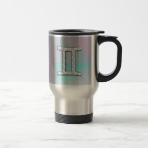 Mother of Pearl Style Gemini Sign Travel Mug