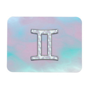 Mother of Pearl Style Gemini Zodiac Sign Magnet