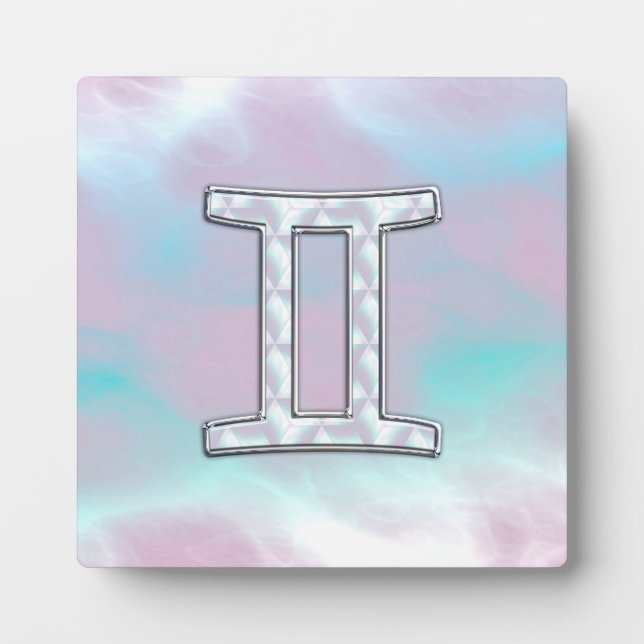 Mother of Pearl Style Gemini Zodiac Sign Plaque (Front)