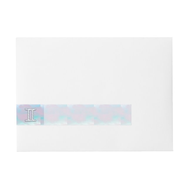 Mother of Pearl Style Gemini Zodiac Sign Wraparound Address Label (Front)