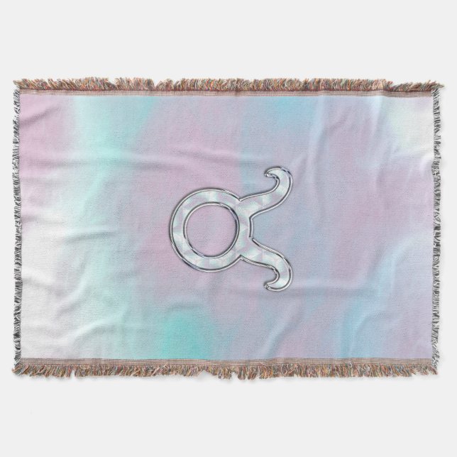 Mother of Pearl Style Taurus Zodiac Horoscope Throw Blanket (Front)