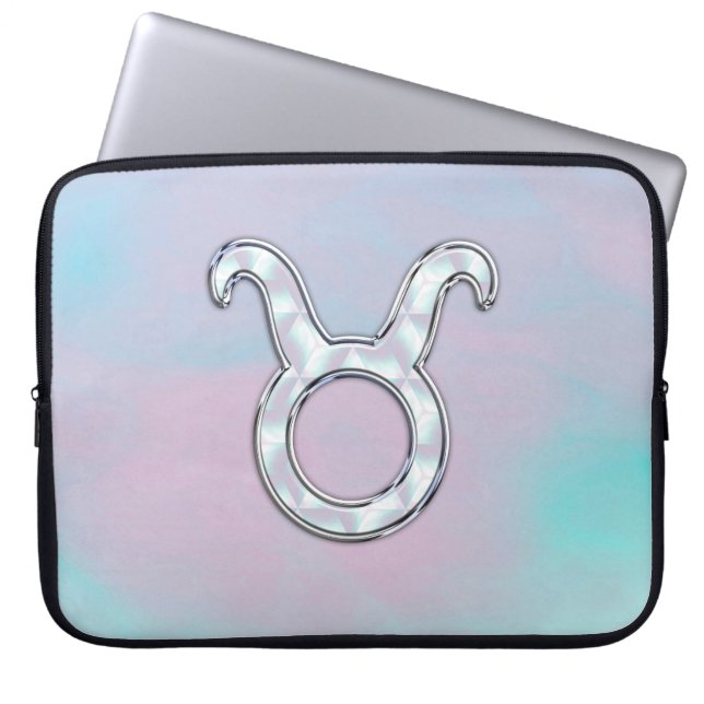 Mother of Pearl Style Taurus Zodiac Sign Laptop Sleeve (Front)