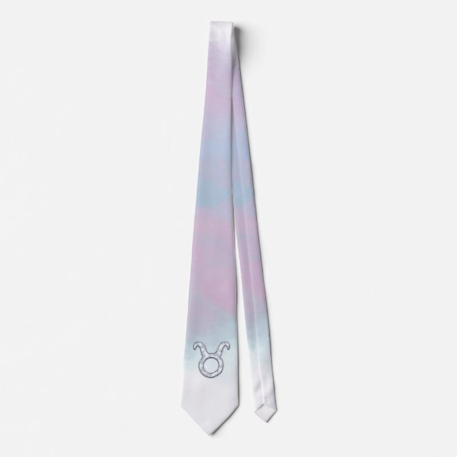 Mother of Pearl Style Taurus Zodiac Sign Tie (Front)