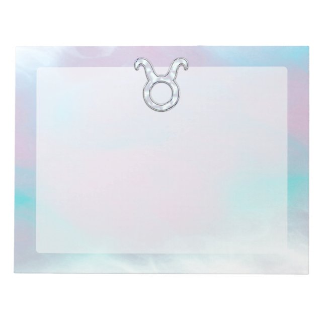 Mother of Pearl Taurus Zodiac Astrology Notepad (Front)