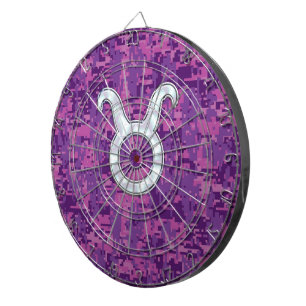 Mother of Pearl Taurus Zodiac Sign on Digital Camo Dartboard