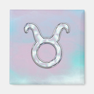 Mother of Pearl Taurus Zodiac Symbol Magnet