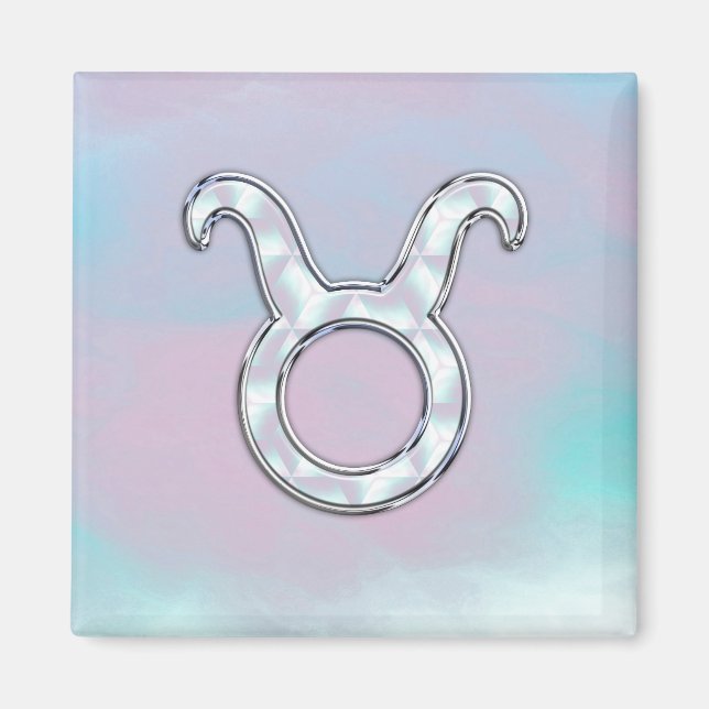 Mother of Pearl Taurus Zodiac Symbol Magnet (Front)