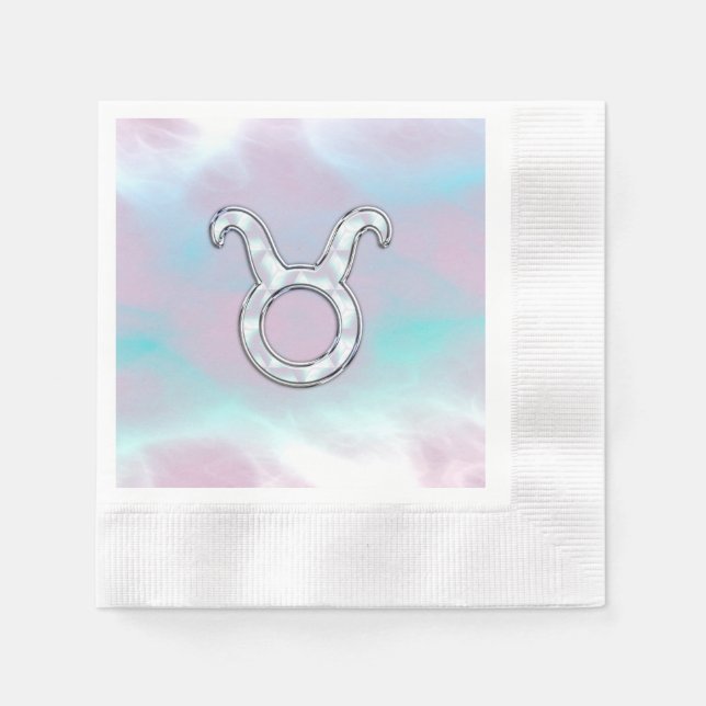 Mother of Pearl Taurus Zodiac Symbol Napkin (Front)