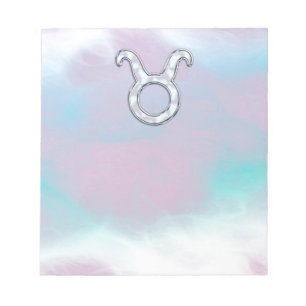 Mother of Pearl Taurus Zodiac Symbol Notepad