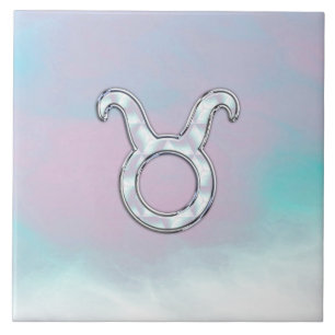 Mother of Pearl Taurus Zodiac Symbol Tile