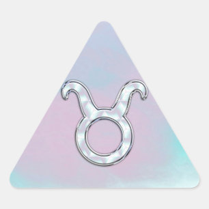 Mother of Pearl Taurus Zodiac Symbol Triangle Sticker