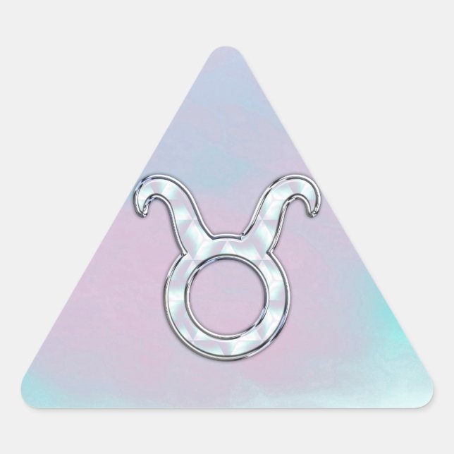 Mother of Pearl Taurus Zodiac Symbol Triangle Sticker (Front)