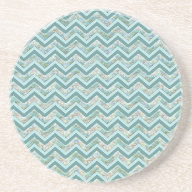 Mother of Pearl Teal ZigZag Coaster (Front)