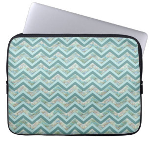 Mother of Pearl Teal ZigZag Laptop Sleeve