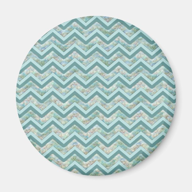 Mother of Pearl Teal ZigZag Magnet (Front)