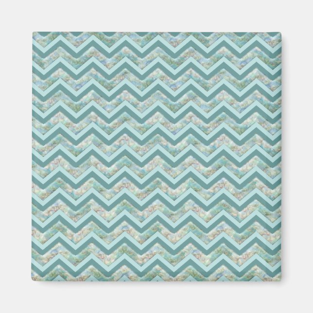 Mother of Pearl Teal ZigZag Magnet (Front)