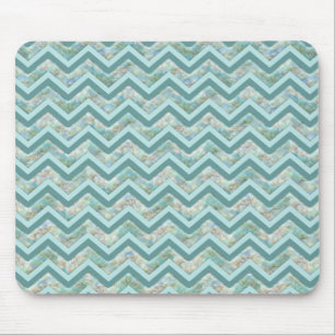 Mother of Pearl Teal ZigZag Mouse Mat