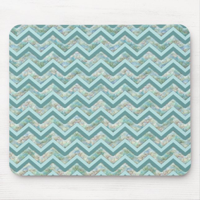 Mother of Pearl Teal ZigZag Mouse Mat (Front)