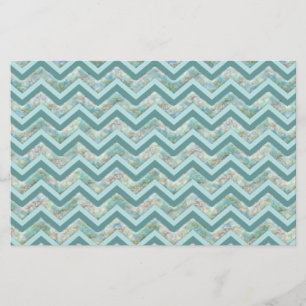 Mother of Pearl Teal ZigZag Stationery