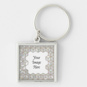 Mother Of Pearl Tiles Frame Square Key Ring