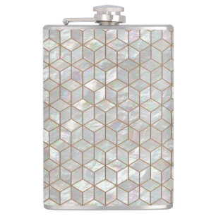 Mother Of Pearl Tiles Hip Flask